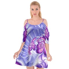 Space Stone Purple Silver Wave Chevron Cutout Spaghetti Strap Chiffon Dress