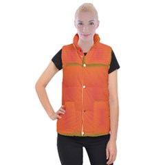 Scarlet Pimpernel Writing Orange Green Women s Button Up Puffer Vest