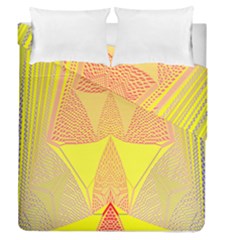 Wave Chevron Plaid Circle Polka Line Light Yellow Red Blue Triangle Duvet Cover Double Side (queen Size) by Mariart