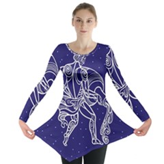 Aquarius Zodiac Star Long Sleeve Tunic  by Mariart