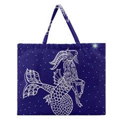 Capricorn Zodiac Star Zipper Large Tote Bag