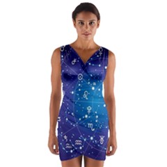 Astrology Illness Prediction Zodiac Star Wrap Front Bodycon Dress