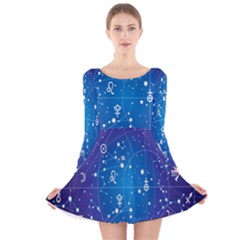 Astrology Illness Prediction Zodiac Star Long Sleeve Velvet Skater Dress by Mariart