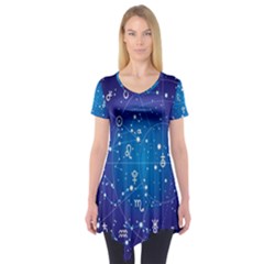 Astrology Illness Prediction Zodiac Star Short Sleeve Tunic  by Mariart