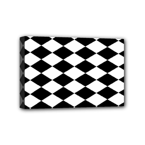 Diamond Black White Plaid Chevron Mini Canvas 6  X 4  by Mariart