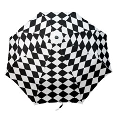 Diamond Black White Plaid Chevron Folding Umbrellas