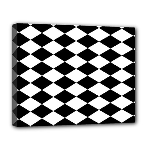 Diamond Black White Plaid Chevron Deluxe Canvas 20  X 16  