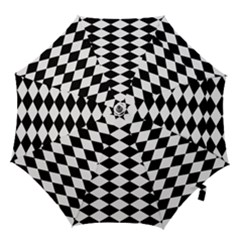 Diamond Black White Plaid Chevron Hook Handle Umbrellas (large)