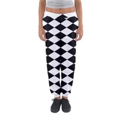 Diamond Black White Plaid Chevron Women s Jogger Sweatpants