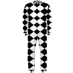 Diamond Black White Plaid Chevron Onepiece Jumpsuit (men)  by Mariart