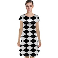 Diamond Black White Plaid Chevron Cap Sleeve Nightdress