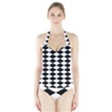 Diamond Black White Plaid Chevron Halter Swimsuit View1