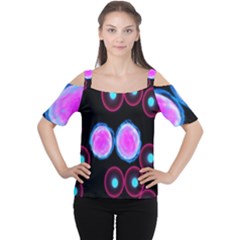 Cell Egg Circle Round Polka Red Purple Blue Light Black Women s Cutout Shoulder Tee