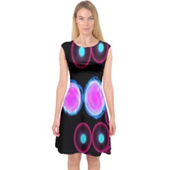 Cell Egg Circle Round Polka Red Purple Blue Light Black Capsleeve Midi Dress