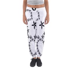 Flower Floral Black Line Wave Chevron Fleurs Women s Jogger Sweatpants by Mariart