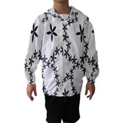 Flower Floral Black Line Wave Chevron Fleurs Hooded Wind Breaker (kids)