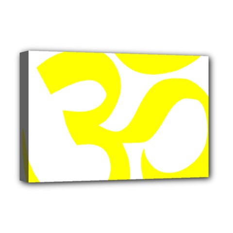 Hindu Om Symbol (maze Yellow) Deluxe Canvas 18  X 12   by abbeyz71