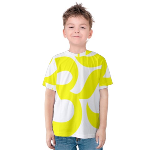 Hindu Om Symbol (maze Yellow) Kids  Cotton Tee by abbeyz71