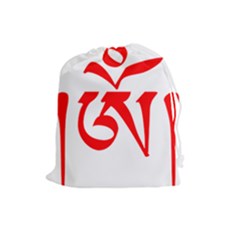 Tibetan Om Symbol (red) Drawstring Pouches (large)  by abbeyz71