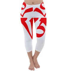 Tibetan Om Symbol (red) Capri Winter Leggings  by abbeyz71