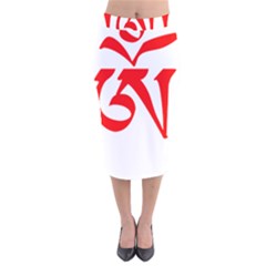 Tibetan Om Symbol (red) Velvet Midi Pencil Skirt by abbeyz71