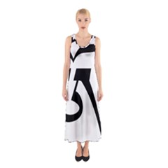 Tibetan Om Symbol (Black) Sleeveless Maxi Dress