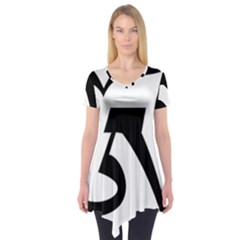 Tibetan Om Symbol (Black) Short Sleeve Tunic 