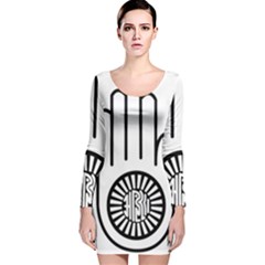 Jainism Ahisma Symbol  Long Sleeve Velvet Bodycon Dress by abbeyz71