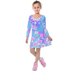 Flowers Cute Pattern Kids  Long Sleeve Velvet Dress by Nexatart