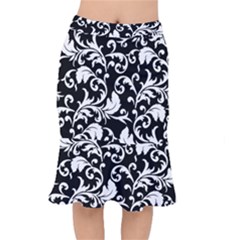 Black And White Floral Patterns Mermaid Skirt