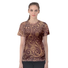 Gold And Brown Background Patterns Women s Sport Mesh Tee