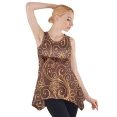 Gold And Brown Background Patterns Side Drop Tank Tunic by Nexatart