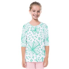 Pattern Floralgreen Kids  Quarter Sleeve Raglan Tee