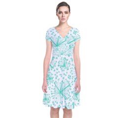 Pattern Floralgreen Short Sleeve Front Wrap Dress by Nexatart