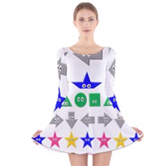 Cute Symbol Long Sleeve Velvet Skater Dress by Nexatart
