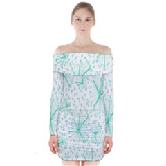 Pattern Floralgreen Long Sleeve Off Shoulder Dress by Nexatart