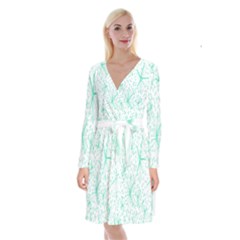 Pattern Floralgreen Long Sleeve Velvet Front Wrap Dress by Nexatart