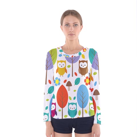 Cute Owl Women s Long Sleeve Tee by Nexatart