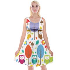 Cute Owl Reversible Velvet Sleeveless Dress by Nexatart