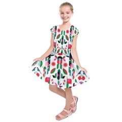 Abstract Peacock Kids  Short Sleeve Dress