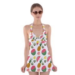 Fruits Pattern Halter Swimsuit Dress by Nexatart