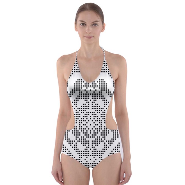 Mosaic Pattern Cyberscooty Museum Pattern Cut-Out One Piece Swimsuit