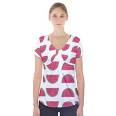 Watermelon Pattern Short Sleeve Front Detail Top by Nexatart