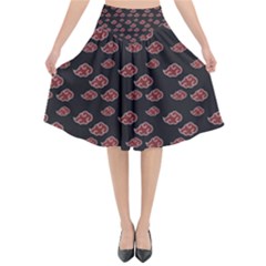 Cloud Red Brown Flared Midi Skirt by Mariart