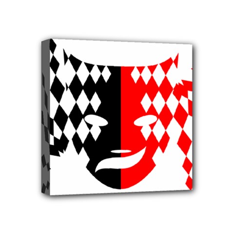 Face Mask Red Black Plaid Triangle Wave Chevron Mini Canvas 4  X 4  by Mariart