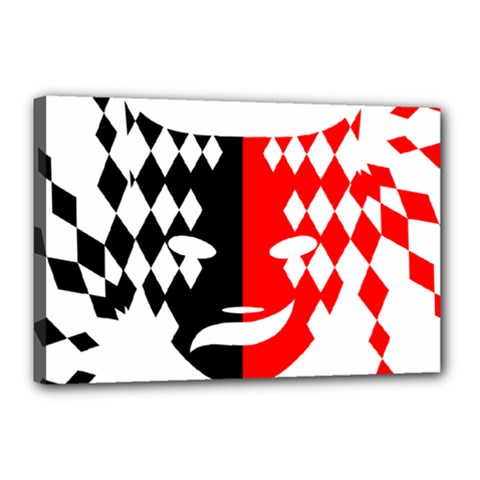 Face Mask Red Black Plaid Triangle Wave Chevron Canvas 18  X 12  by Mariart