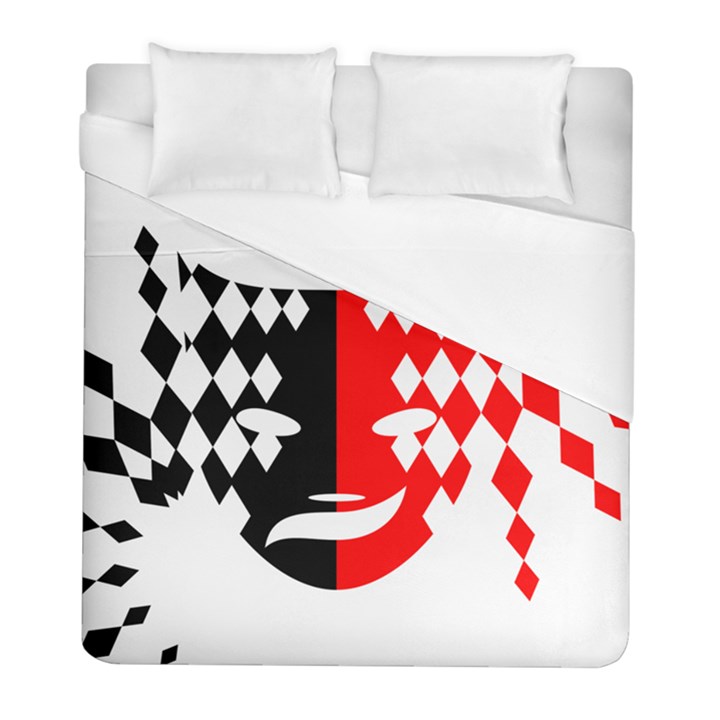 Face Mask Red Black Plaid Triangle Wave Chevron Duvet Cover (Full/ Double Size)