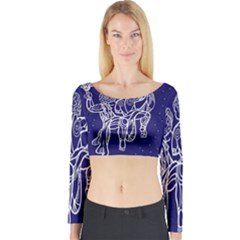 Gemini Zodiac Star Long Sleeve Crop Top by Mariart