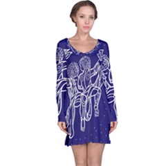 Gemini Zodiac Star Long Sleeve Nightdress by Mariart