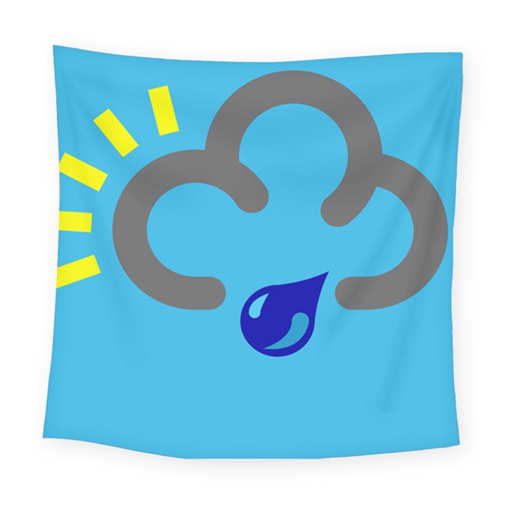 Light Rain Shower Cloud Sun Yellow Blue Sky Square Tapestry (Large)